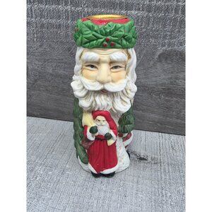 Brinnco Santa Candle Holder Old World Decor 5" Vintage 301d4